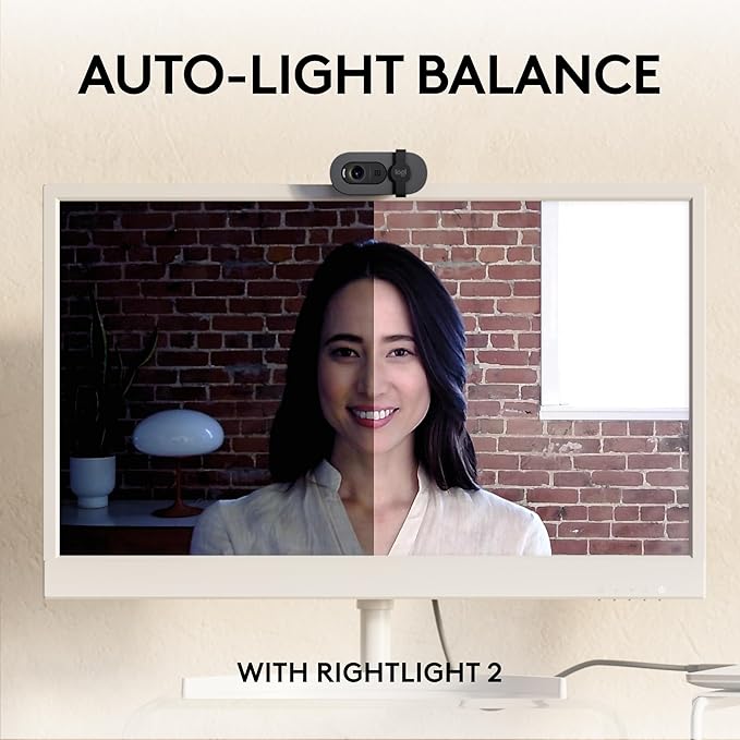 Logitech Brio 105 Full HD 1080p Business Webcam with Auto-Light Balance, USB-A, Privacy Shutter, Easy Set-Up, Compatible with Windows, macOS, ChromeOS (Renewed)