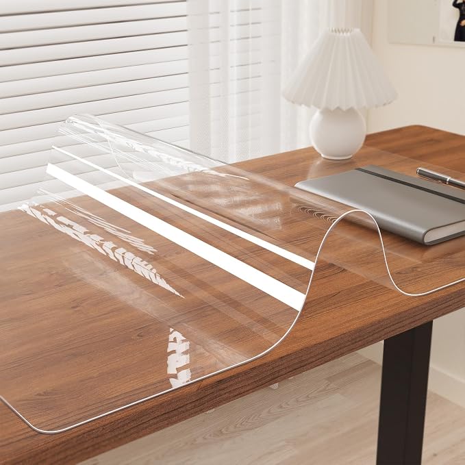 Clear Writing Desk Pad, 16’’x36” Heat Resistant Waterproof PVC Round Edge Durable Desk Protect Mat, Anti-Static Writing Mat Table Protector