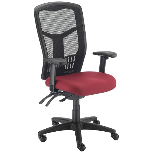 Global Industrial High Back Task Chair, Mesh Back, Fabric Seat, Red