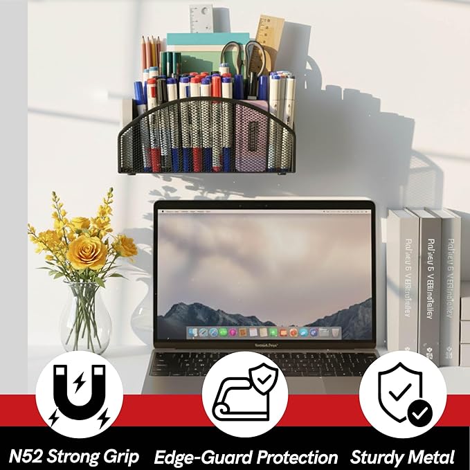 Heavy Duty Magnetic Storage Holder,5 Slots Magnetic Marker Storage Rack,10inch Large Magnetic Pen Holder for Whiteboard,Locker,Workshop(1 Pack)