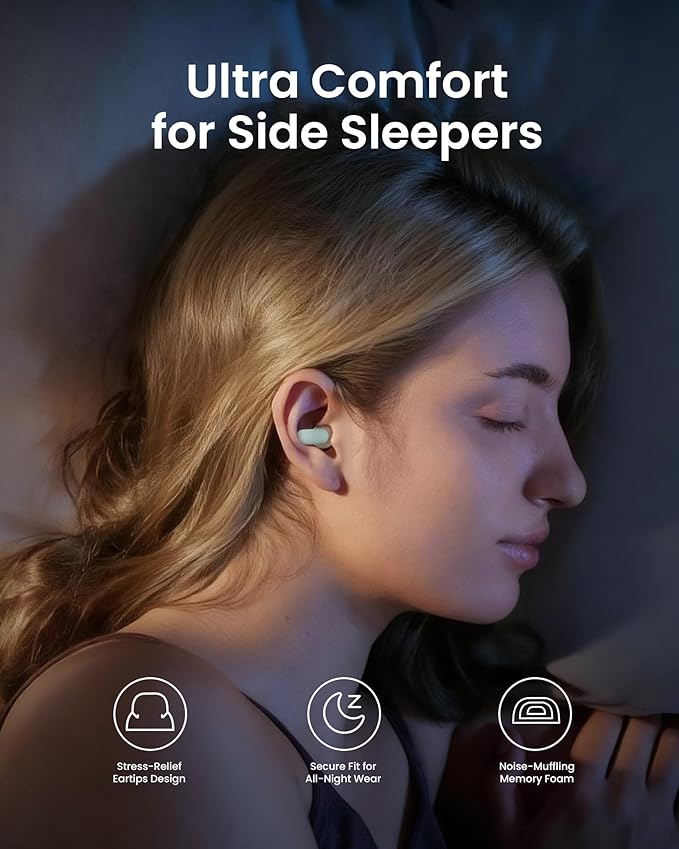 Dream Ear Plugs for Sleeping, 26 dB (SNR) Noise-Cancelling Ear Plugs with Ultra-Comfy Patented Qufits Eartips, Reusable Silicone Earplugs for Sleep, Work, Focus, Study, Travel - Green