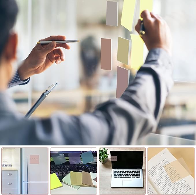 ONEDONE Transparent Sticky Notes 700 Sheets -Clear Sticky Notes for Annotating Books Translucent Book Tabs Book Page Markers Office & School Supplies