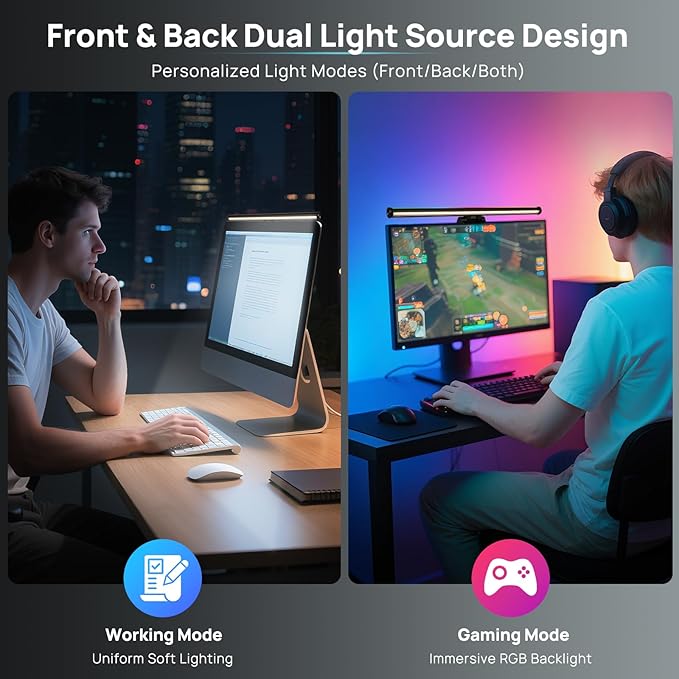 Hive Vibes 17" Monitor Light Bar with RGB Backlight, Wireless Remote and App Control, Stepless Dimming, Eye Care, Multiple Color Modes, Anti-Glare Desk Lamp for Home and Office