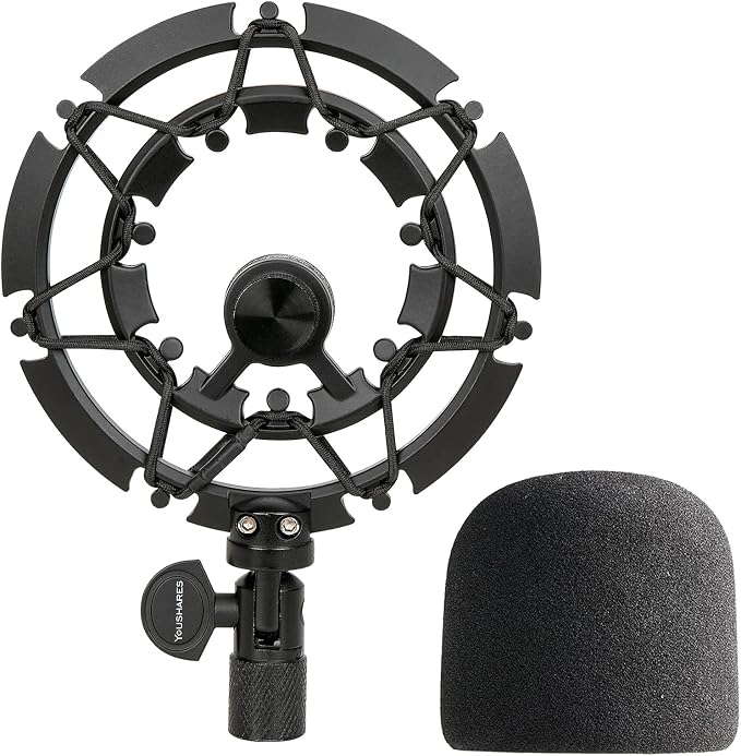 Youshares Blue Yeti Shock Mount with Foam Windscreen, Alloy Shockmount Reduces Vibration, Compatible for Yeti Microphones