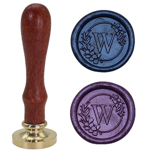 Initial Alphabet Wax Seal Stamp Set, Retro Letter W Sealing Stamp with 150Pcs Sealing Wax Beads in 5 Color, Melt Non Stick Spoon Pen Kit for Wedding and Christmas (W)