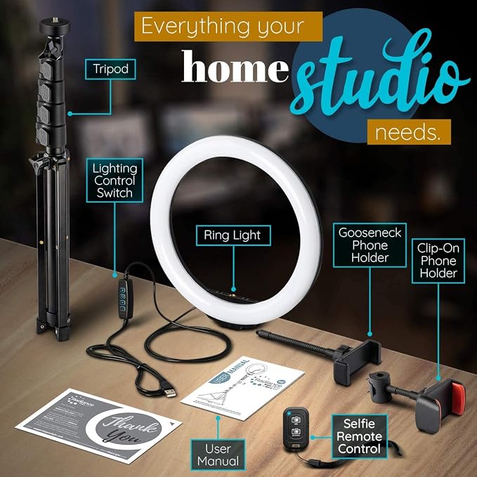 GearLight 12" LED Ring Light Stand and Phone Holder - Selfie Light Tripod w/Adjustable Height and Lighting Modes for TikTok, YouTube, Zoom, Video Recording, Computer, Makeup & Photography