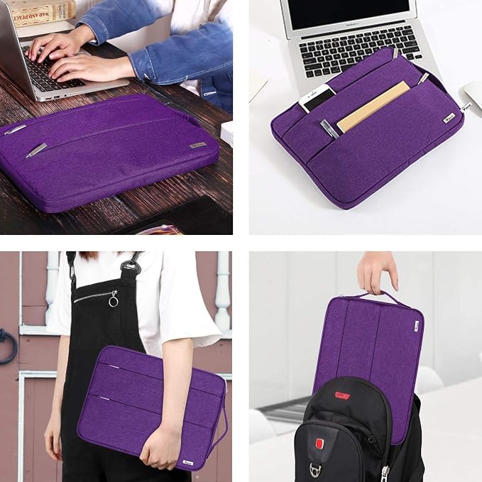Voova 13 13.6 Inch Laptop Sleeve Case Compatible with MacBook Air 13 M1/M2/M3/M4 2020-2025, MacBook Pro 13/14, IPad Air/Pro 13, Waterproof Slim Computer Bag Cover with Handle, Purple