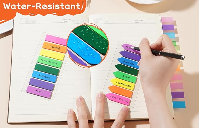 (2000 Pcs) Page Markers Bright Sticky Tabs, Translucent Small Sticky Notes Flags and Arrow Flags, Fluorescent Index Tab Stickers for Notebooks [8 Colors, 10 Sets] (Pack of 2)