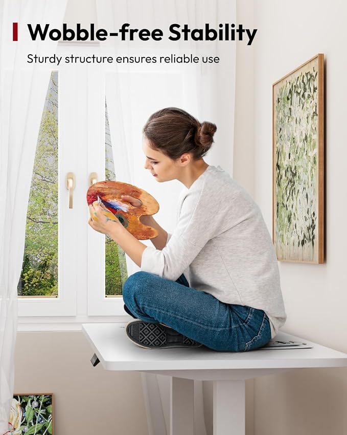 SANODESK Height Adjustable Electric Standing Desk 55x24 Inches, Sit Stand Desk with Splice Board for Home Office, Ergonomic Computer Workstation, Study & Gaming, White Frame/White Top