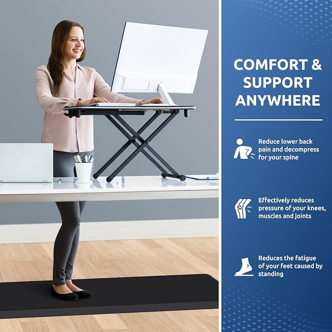 KitchenClouds Kitchen Mat Cushioned Anti Fatigue Kitchen Rug 0.8inch Water Resistant Non Slip Kitchen Rugs and Mats Standing Desk Mat Comfort Floor Mats for Kitchen Sink Office (17.3"x60",Black)