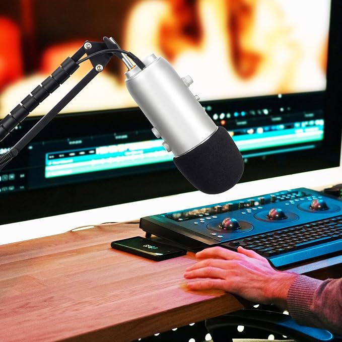 Foam Windscreen for Blue Yeti, Yeti Pro, MXL, Audio Technica and Other Large Microphones, Pop Filter Cover made from Quality Sponge Material by YOUSHARES (Black)