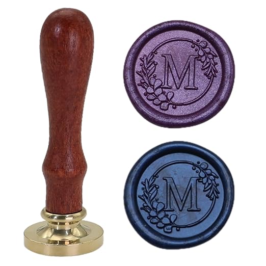 Initial Alphabet Wax Seal Stamp Set, Retro Letter M Sealing Stamp with 150Pcs Sealing Wax Beads in 5 Color, Melt Non Stick Spoon Pen Kit for Wedding and Christmas (M)
