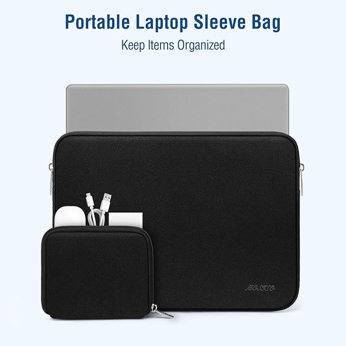 MOSISO Laptop Case 16 inch, 15-15.6 inch Laptop Sleeve Bag Compatible with MacBook Pro 16 M5 M4 M3 M2 M1, HP Acer Dell Lenovo ASUS Notebook, Neoprene Computer Sleeve Bag with Small Case, Black