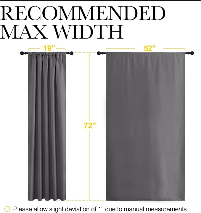 NICETOWN Blackout Curtain Panels for Window - Thermal Insulated Rod Pocket Blackout Drapes/Draperies for Dining Room (2 Panels, W52 x L72 inches, Grey)