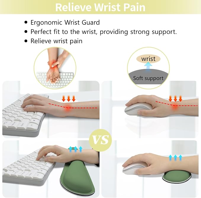 Green Leather Desk Pad and Keyboard Wrist Rest, 47.2"x23.6" | 3in1 Mouse pad + Keyboard Wrist Rest + Mouse Wrist Rest, Non-Slip Waterproof Desk Writing Pad for Office and Home