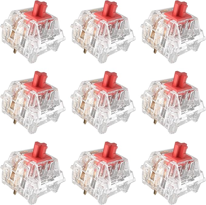 Zhouwang Burgundy Red Linear Switches, 3-Pin Pre-Lubricated Linear Switches, Dustproof and Waterproof for Mechanical Keyboards. (90Pcs)