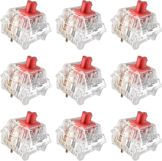 Zhouwang Burgundy Red Linear Switches, 3-Pin Pre-Lubricated Linear Switches, Dustproof and Waterproof for Mechanical Keyboards. (90Pcs)