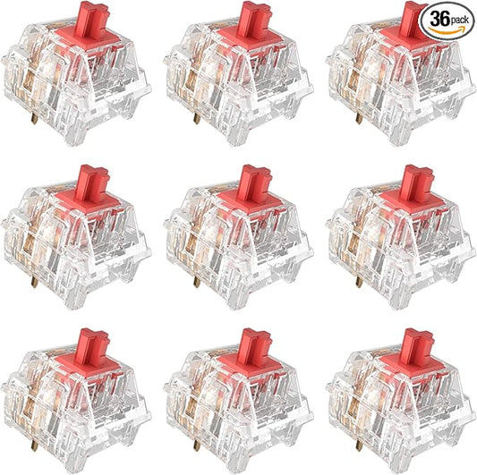 Zhouwang Burgundy Linear Switches, 3-Pin Pre-Lubricated Linear Switches, Dustproof and Waterproof for Mechanical Keyboards. (36Pcs)