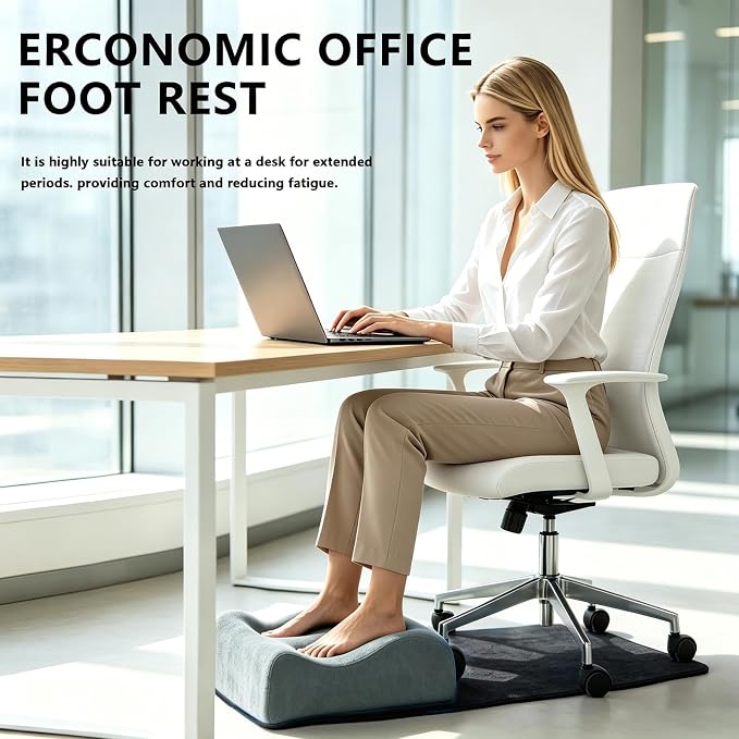 Foot Rest for Under Desk at Work, Ergonomic Footrest Multifunctional 3-Tier Foot Stool, Support Foot Pillow for Office Chair Gaming Chair Leg Elevation Pillow (Ivory, One Size)