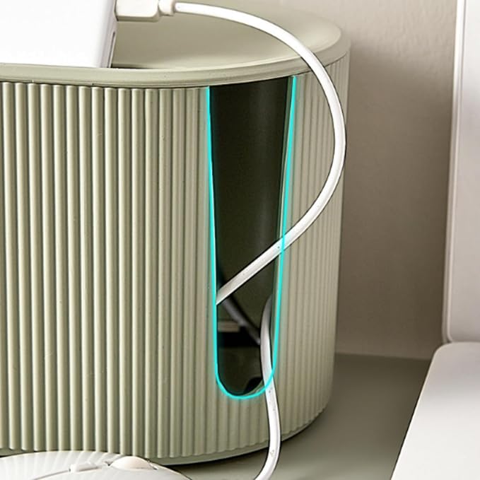 Cable Management Box,Desk Cord Organizer Box with Groove Cover,Plastic Cord Hider Box,Large Cable Box Organizer for Storaging Power Socket/TV/Computer/Router/Games Console Cable (Green)