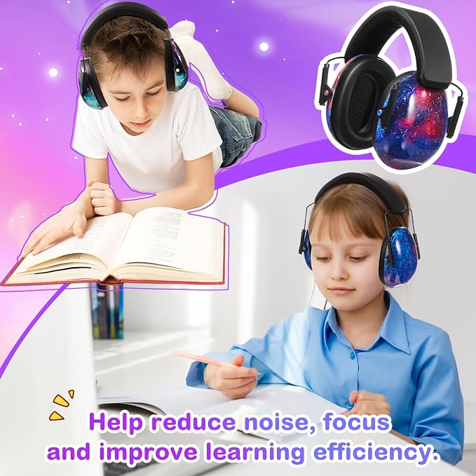 Amylove 12 Pcs Kids Ear Protection Noise Cancelling Headphones Ear Muffs Bulk 27db Adult Noise Reduction Hearing Earmuff(Universal Fit (kids & Adults),Starry Sky Style)
