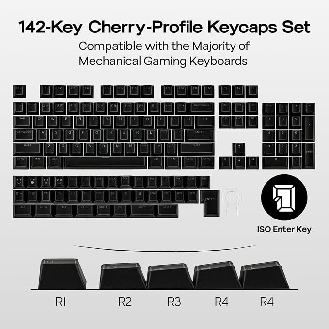 EPOMAKER Glintrix PBT Shine Through Keycaps, Arris & Keys Backlit, Double Shot, Cherry Profile, 60/75/96/Full Size, Custom Keyboard Keycaps Set for Mechanical Gaming Keyboard (Black)