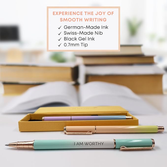 MESMOS 3pk 0.7mm Fine Tip Gel Ink Pen Set, Fancy Pen Set for Women, Inspirational Gifts for Women, Daily Affirmations, Positive Affirmations, Motivational Gifts, Aesthetic Pens