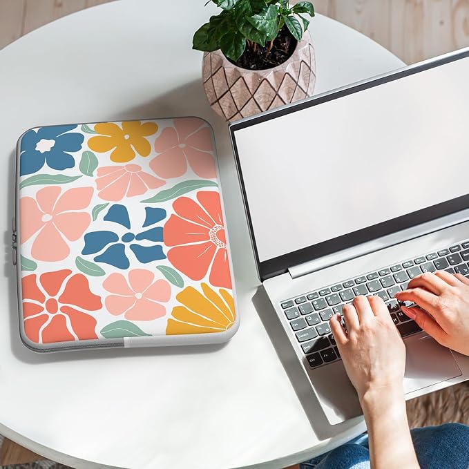 iCasso Laptop Sleeve 13 inch for MacBook Air 13-13.6 inch M3/M2/M1, Laptop Sleeve for MacBook Pro 13 inch 2024-2016, Slim Protective Travel Carrying Case for MacBook Pro 14 inch, Colorful Flower