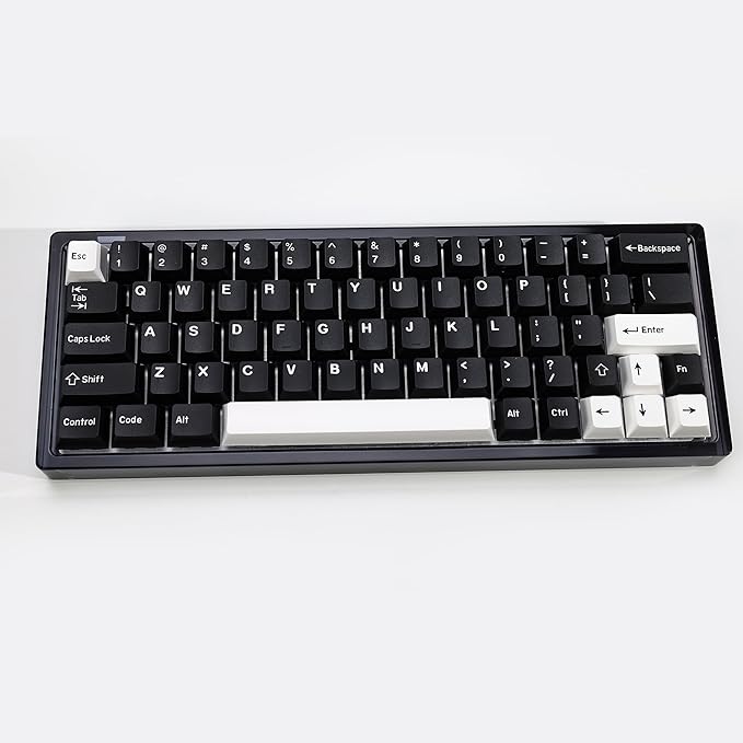 WOB PBT Double Shot Custom Keycap Set,174 Keys Black and White Gaming Key Caps Cherry Profile Keycaps for 61/64/68/84/87/100/104/108 Mechanical Keyboard