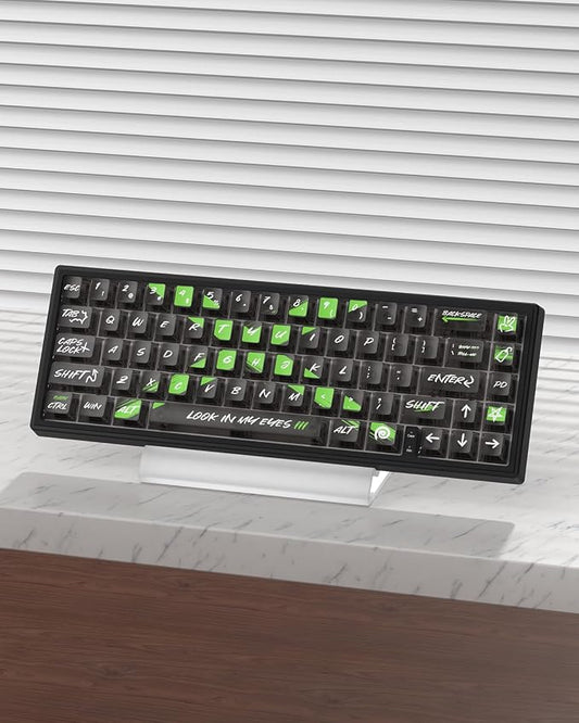 115 Keys Transparent Keycaps with Black Character Cherry Profile Keycaps Set Fit for 60% 65% 75% Cherry Mx Switches Mechanical Keyboard