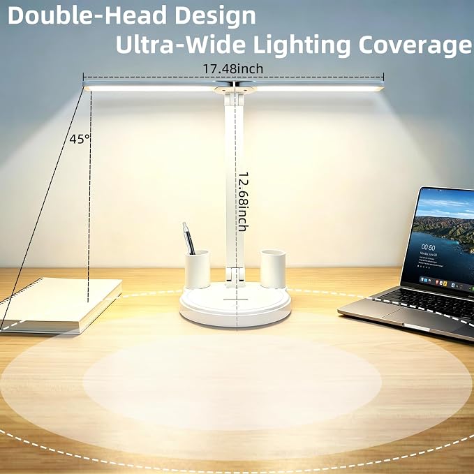 LED Desk Lamp for Home Office Bedroom, Battery Operated Dimmable Table Lamp with Pen Holder, 3 Color Modes, Small, Dimmable, Rechargeable, Phone Mount, Touch Control