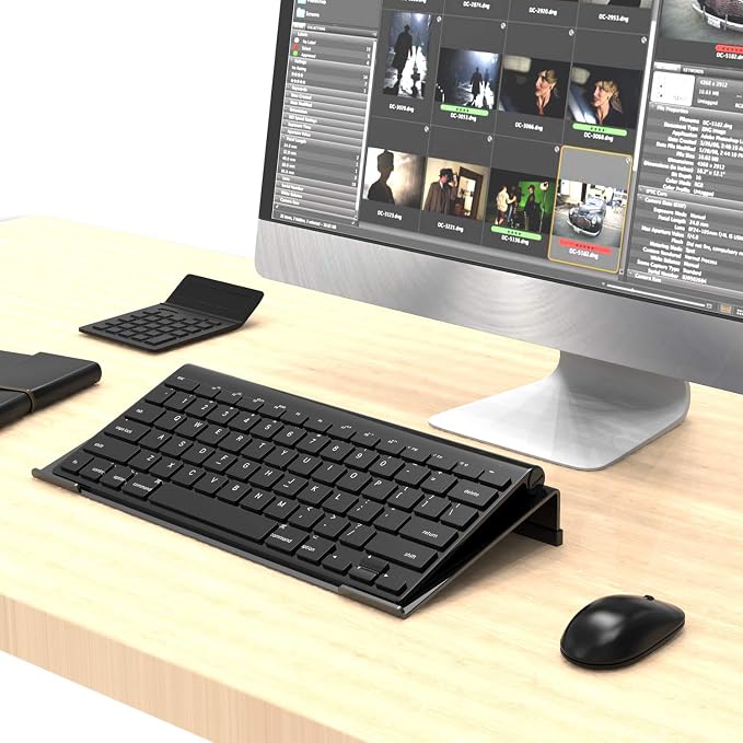 KOTEMON Mini Computer Keyboard Stand-11.8'' x 5.1''-Small Computer Keyboard Tray Acrylic Keyboard Holder for 78 Keys Universal Compact Keyboard, with Black Silicone Strip, Black