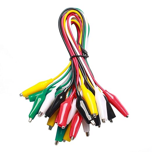 WGGE WG-026 10 Pieces and 5 Colors Test Lead Set & Alligator Clips,20.5 inches / 22 AWG Copper Wire. The Clips soldered and Stamped to the Wires. (1 Pack)