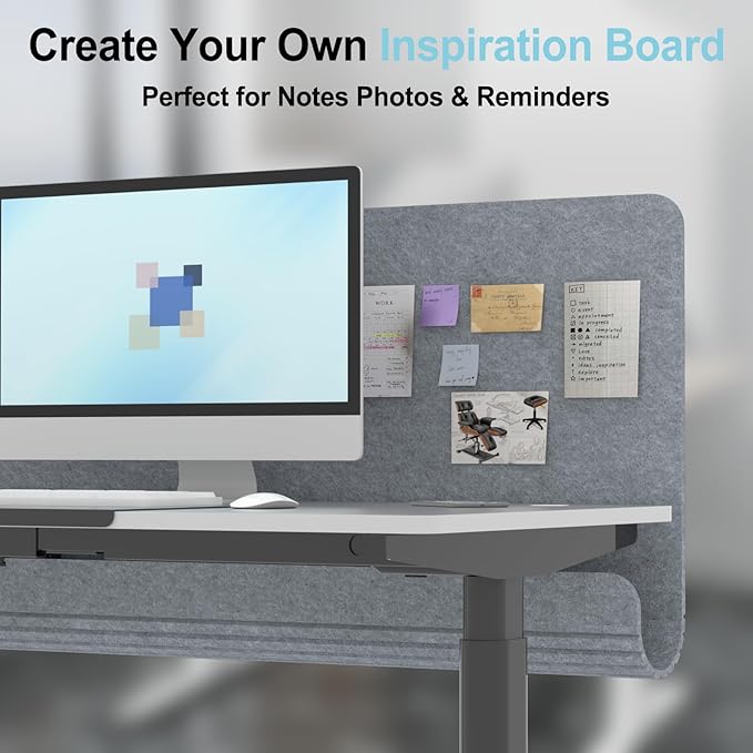 Desk Privacy Panel with Cable Management Tray, 47.2 x 22.5 inch Felt Desk Divider with Hidden Cord Organizer, Clamp or Screw Mount, Acoustic Partition for Office & Home