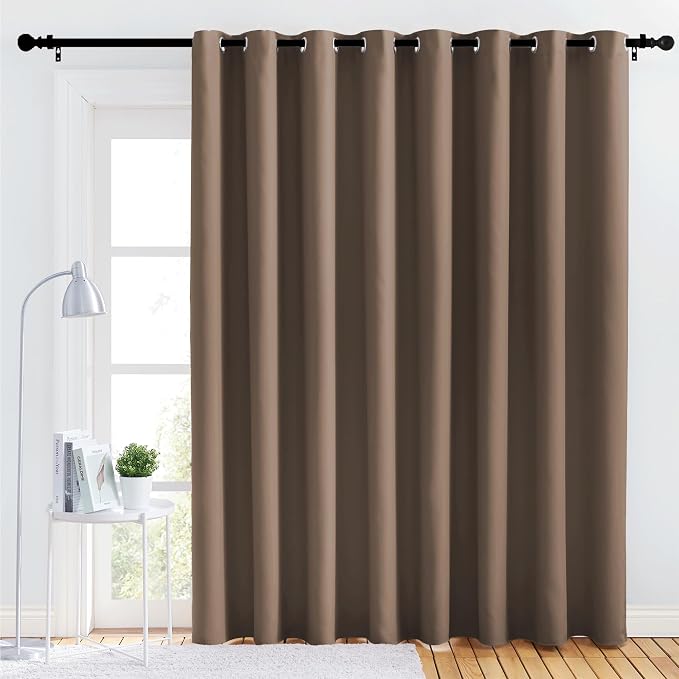NICETOWN Patio Glass Door Panel - 120" W x 84" L, Cappuccino Blackout Curtain for Bedroom/Living Room, Privacy Panel for Dining/Guest Room