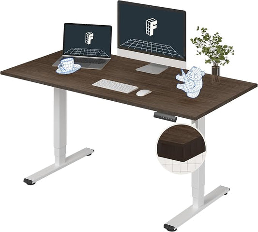 FLEXISPOT E6 Bamboo 3-Stage Dual Motor Electric Standing Desk 60 x 30 Sit Stand Up Desk, Holds 220 lbs, Adjustable Height w/Memory Presets, Solid Walnut Bamboo Desktop & White Frame, Ships in 2 Boxes
