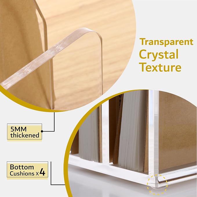 SANRUI Clear Acrylic Mail File Organizer Sorters for Desk, 3 slot Laddered | Desktop Vertical Letter Holder, Multifunction Envelope Folder Racks Holders for Office,Home, School
