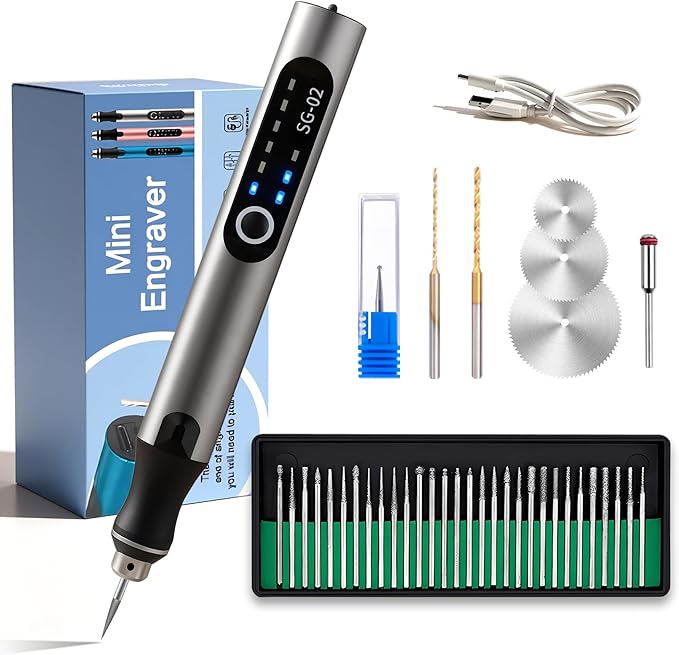 USB Rechargable Engraving Machines Pen with 35bits,Mini Electric Engraver Etching Machines Cordless Rotary Tools Engraved Jewelry Stone Metal Plastic Wood Resin