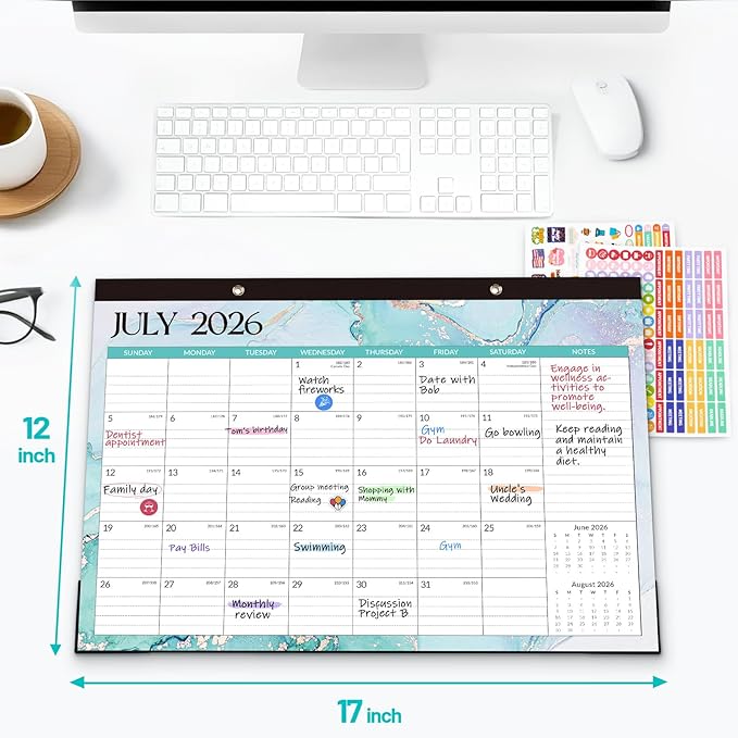 Forvencer Desk Calendar 2026-2027, 21 Months Calendar Runs from April 2026 to December 2027, 17" x 12" Large 2026 Wall Calendar Monthly Planner with Plastic Cover for Home School Office