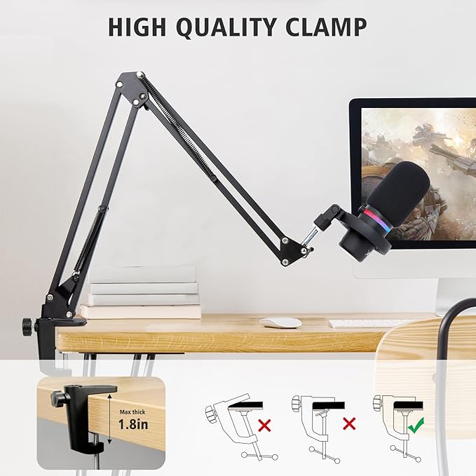 HyperX DuoCast Boom Arm - HyperX Microphone Arm Compatible with HyperX DuoCast, Mic Arm with Microphone Cover, Improve Sound Quality, Microphone Arm for DuoCast by SUNMON