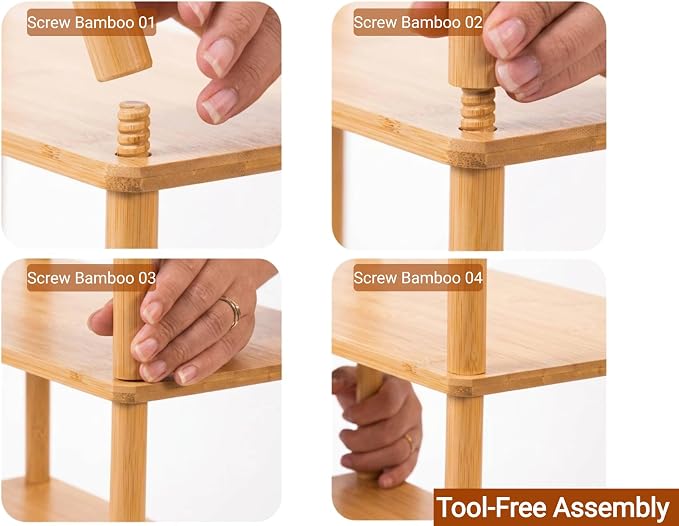 3-Tier Bamboo Coffee Bar Organizer,Coffee Bar Accessories, Mul-tifunctional Wooden Beaded Coffee Station Countertop Stand Shelf for Kitchen Home Office,Counter Riser Display Shelf for Top of Desk Home
