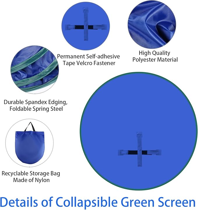 Portable Green Screen - 56" Greenscreen Backdrop with Stand & Reversible Blue Screen for Streaming, Gaming, Zoom & Video Chat