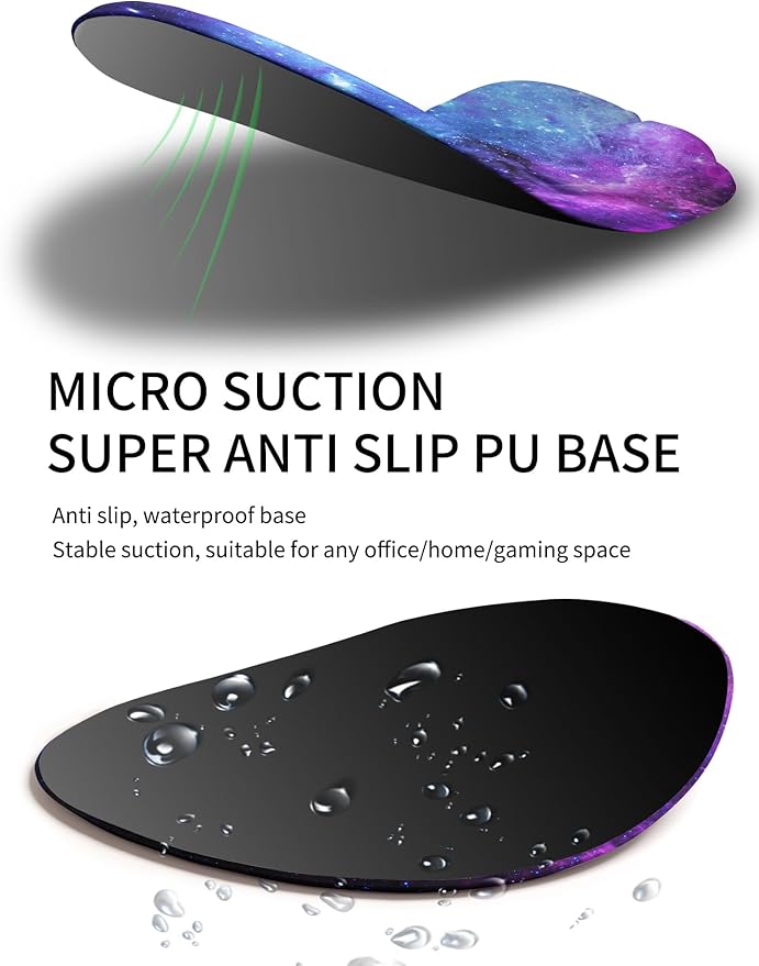 Palm-Rest and Wrist-Hugging Mouse Pad Wrist Rest, Ergonomic Wrist Support with Curve Fitting Cushioned Memory Foam for Carpal Tunnel Pain Relief, 9.9 x 8.3 Inch, Galaxy