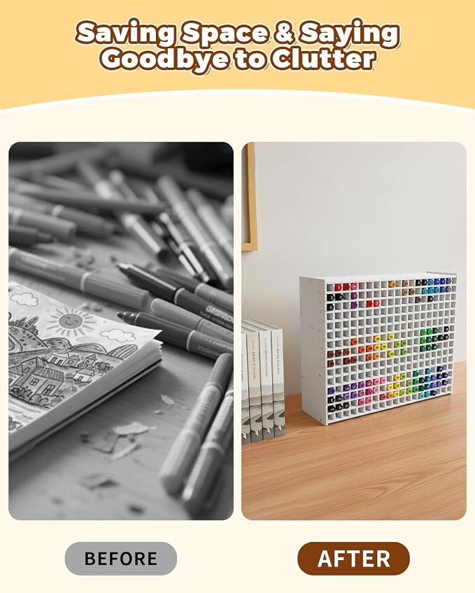 UCEC 300 Slot Marker Organizer Adjustable Markers Holder for Desk, Marker Storage Rack Pen Color Pencil Watercolour Brushes, Pen Case Markers Organizer for Artists for Studio, Classroom, Home Office