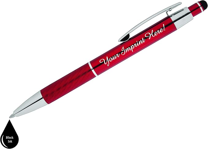 ExpressDesigns™ - Personalized Pens Gift Set - 2 Pack of Metal Pens w/gift box - Luxury Ballpoint Pen Custom Engraved with Name, Logo or Message for Executive, Business or Personal use (Black-Red)