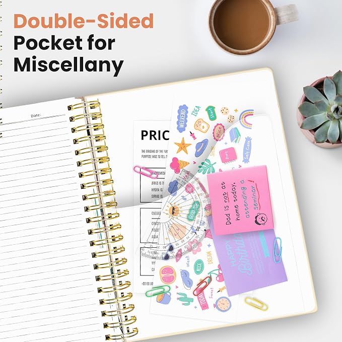 Large Spiral Lined Notebooks for Work with Removable Dividers & Tabs, 8.5"x11" Pretty Hardcover 5 Subject Notebook Journal for Women, College Ruled, Perfect for Study & Office Organization, 280 Pages,Mushrooms Grove