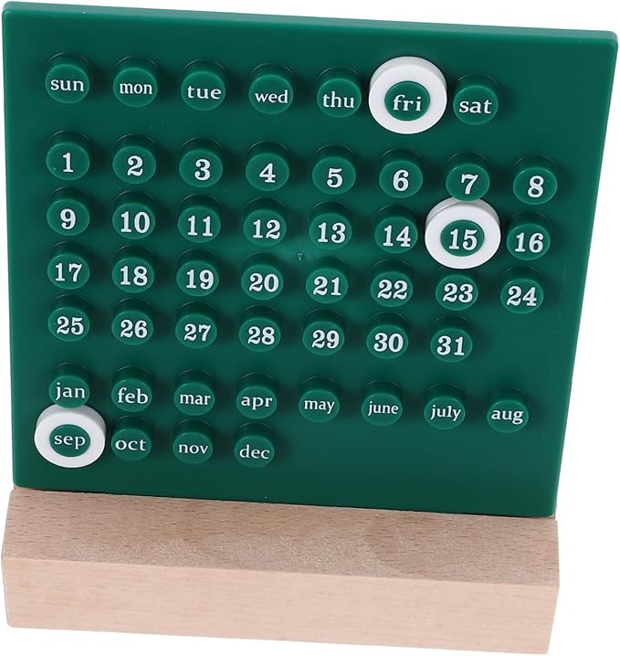 Perpetual Desk Calendar Green Acrylic Date Display Manual Flip Kawaii Ornament for Home Office Bedroom Study Decor with Smooth Edges and Lightweight Design