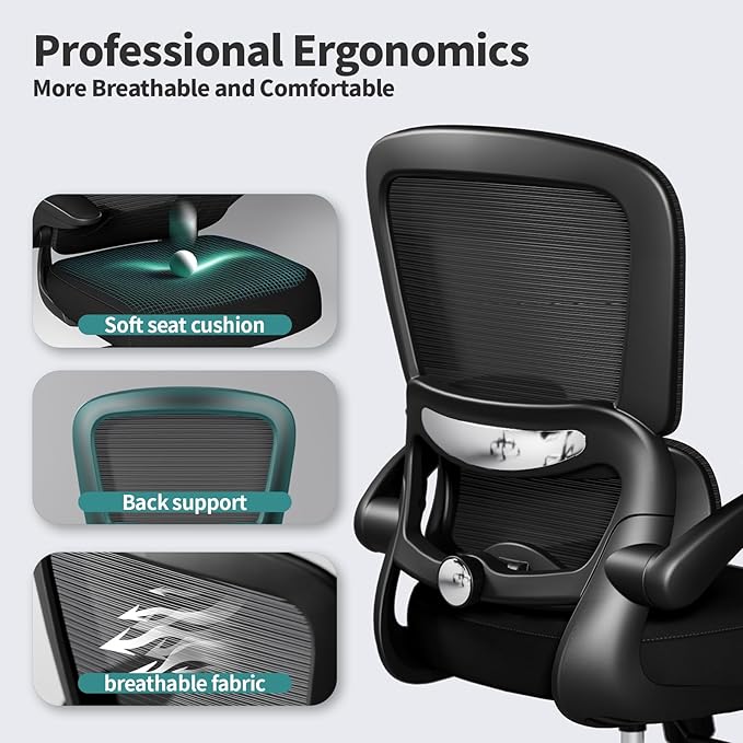 TRALT Office Chair - Ergonomic Desk Chair with Adjustable Lumbar Support, Mesh Computer Chair, Executive Chairs for Home Office Comfortable Lumbar Support Black Pack of 2