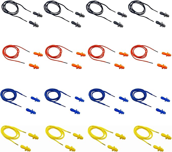 Ear Plugs for Sleeping Noise Canceling, 16 Pairs Reusable Ear Plugs Soft Silicone Earplugs Noise Reduction with Nylon Cord Hearing Protection for Shooting,Snoring,Travel, Work, Studying, Loud Noise