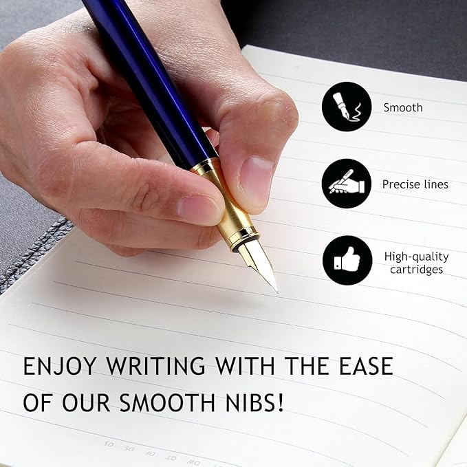 Fountain Pen, luxury Fine point smooth writing pens for journaling fancy pen with Gift Case 8 black ink cartridges an ink converte an EF nib nice pens writer gifts-Matte Red
